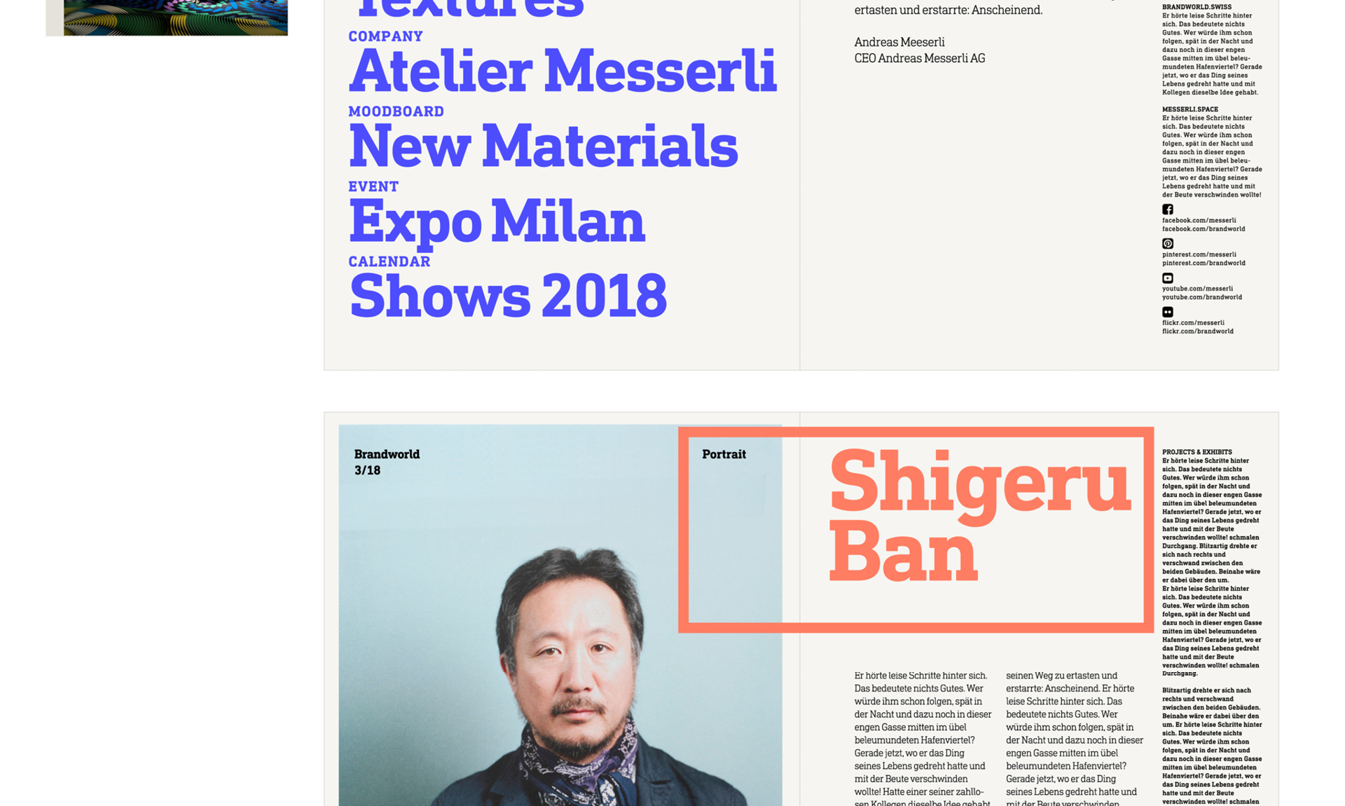 Andreas Messerli AG – Moodboard