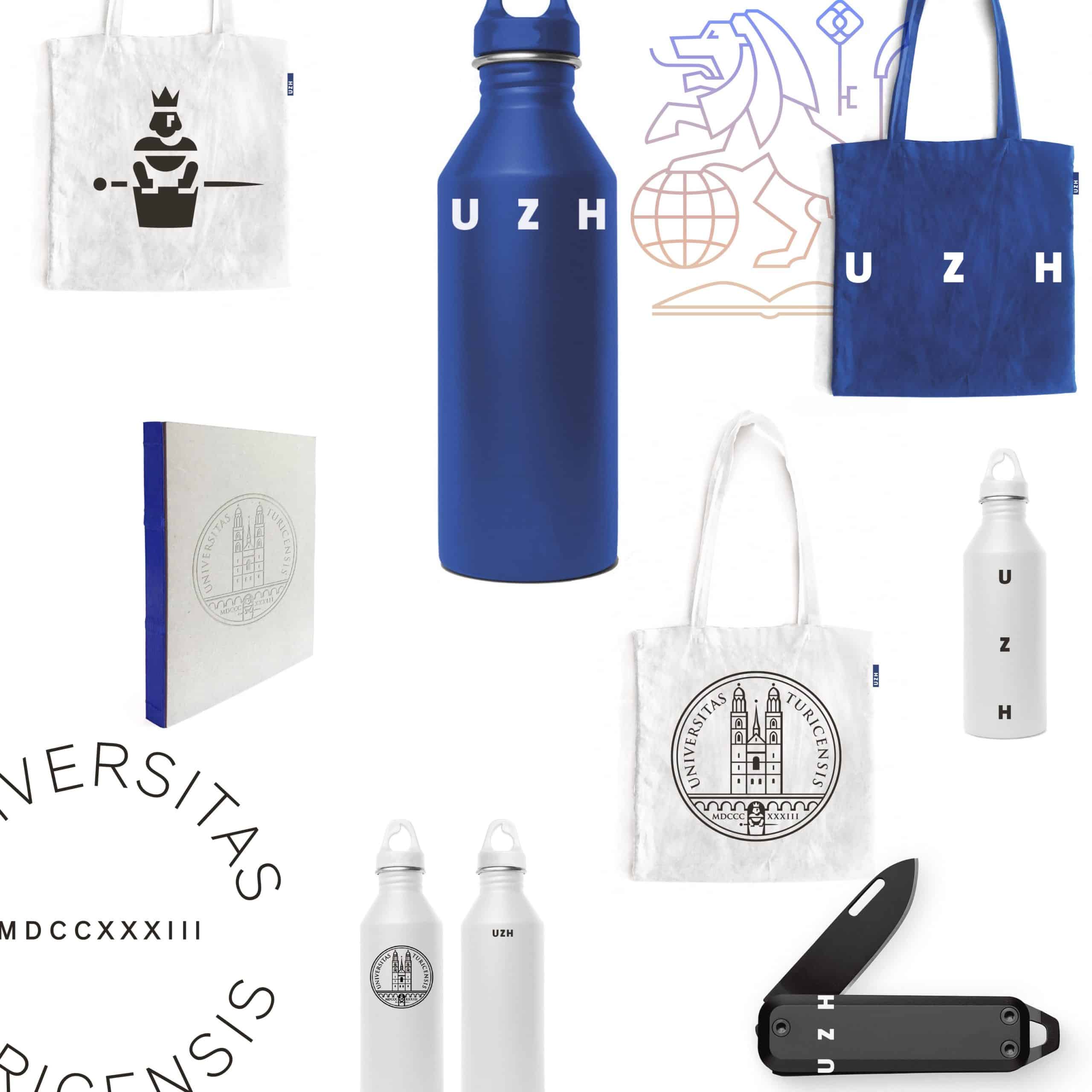 Merchandise-Kollektion für die Universität Zürich UZH Übersicht der Kollektion für die Universität Zürich UZH