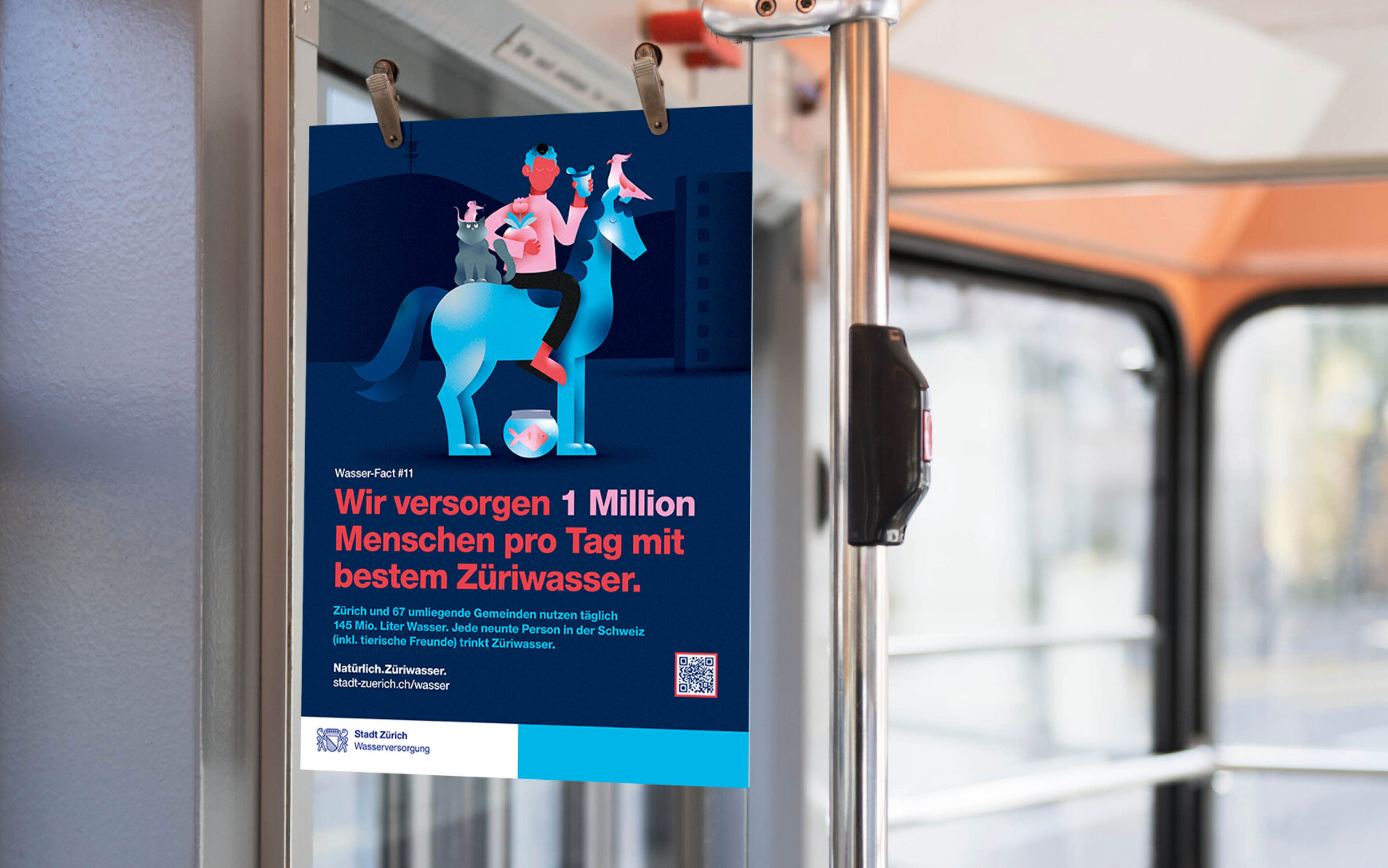 Wasserversorgung Stadt Zürich Tram Hängekarton