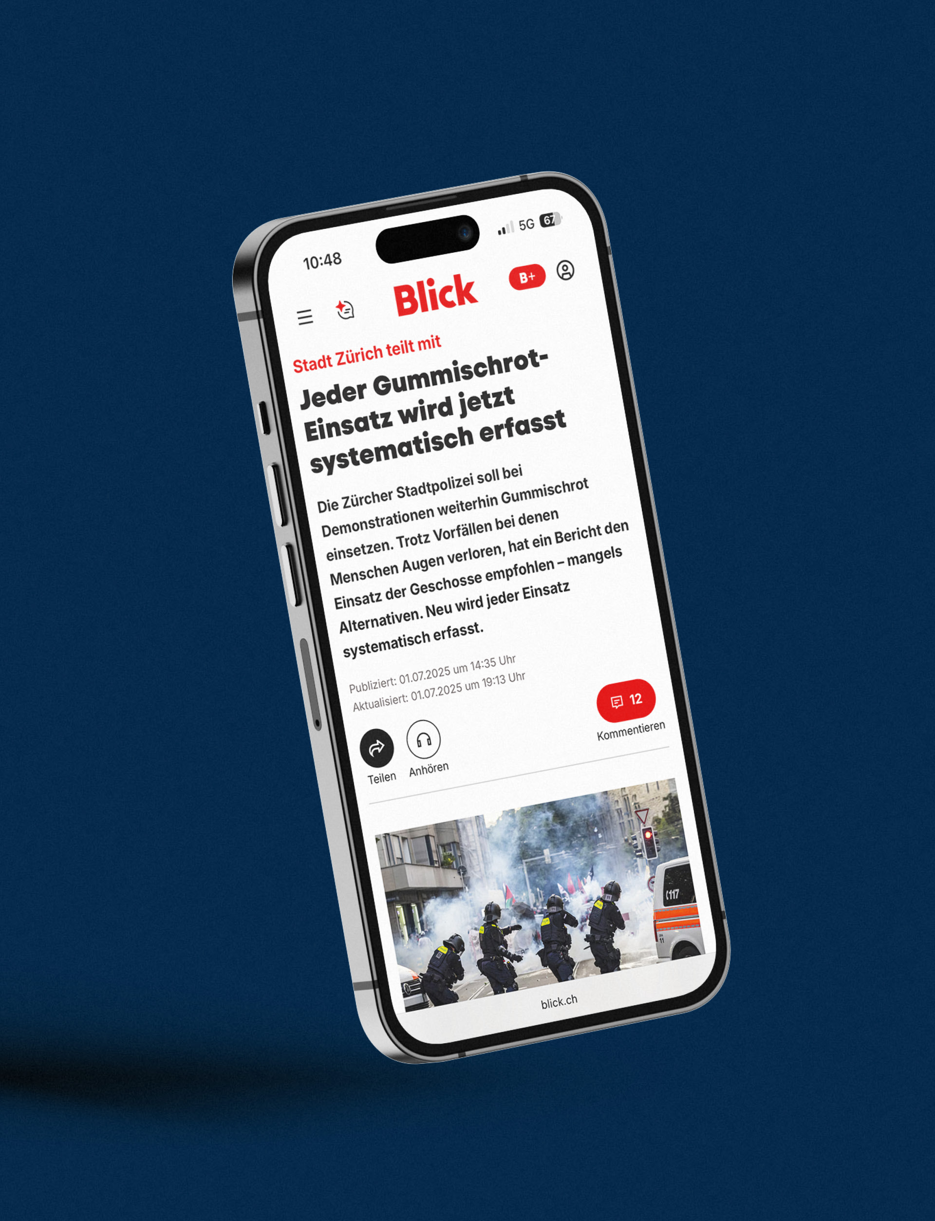 Bild von Polizisten in Vollmontur – Sicherheitsdepartement Stadt Zürich